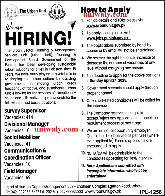 Social Mobilizer - The Urban Unit Jobs 2025