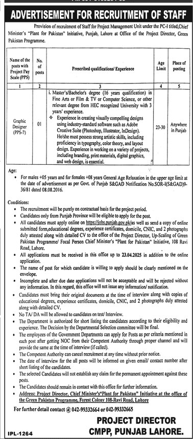 Graphic Designer Jobs in Forest Department , PAKISTAN 2025